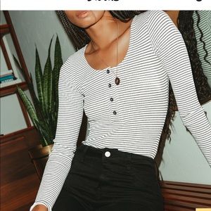 Lulus long sleeve stripped body suit